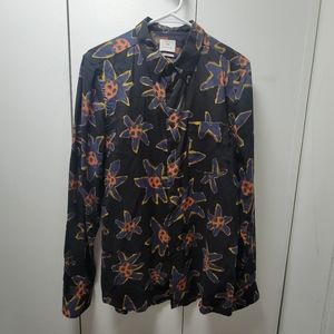 PS Paul Smith Flower Print Button Down Long Sleevr Shirt